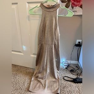 Gold Sparkle Halter Dress
